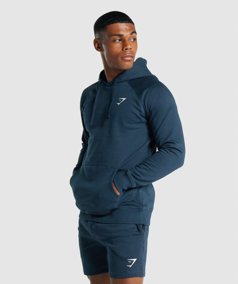 Bluzy Z Kapturem Gymshark Crest Męskie Granatowe | PL 839NBO